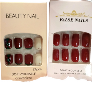 False Nails Red Burgundy Square Round Short Medium NWT